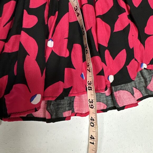 Calvin Klein Dress 12 Black Pink Floral Short Puff Sleeve Ruffle Party Wedding - Picture 11 of 11